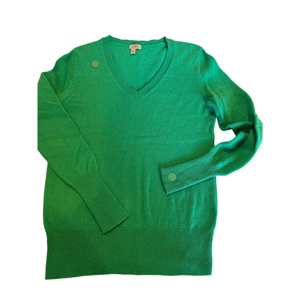 Halogen Womens Green Cashmere V-Neck Sweater M St Patrick's Day Classic